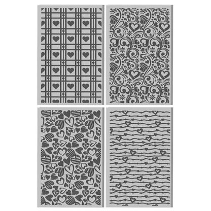 CHGCRAFT 4 Pcs Valentine's Day Love and Heart Polymer Clay Texture Sheet Valentine's Day Rubber Clay Texture Mat for Polymer Clays Making Earrings Jewelry DIY Crafts 3.9x2.6inch - style: Love and Heart