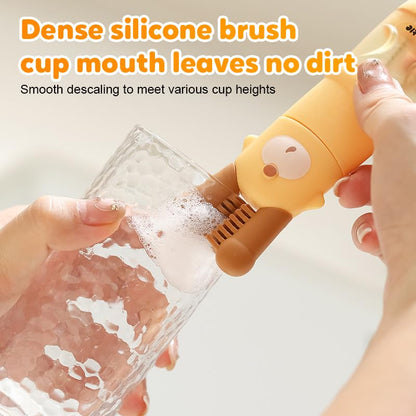 3-in-1 Cup Lid Cleaning Brush, Multifunctional Crevice Brush for Bottles, Cups, Coffee Machines, with Rotating Bristle Heads (White) - color: White