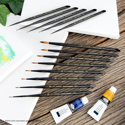 Majestic Royal & Langnickel Standard Handle Round Artist Brush Set for All Water-Based Mediums, 13pc - size: 1/4 inch to 1.5 inches, small, medium, large