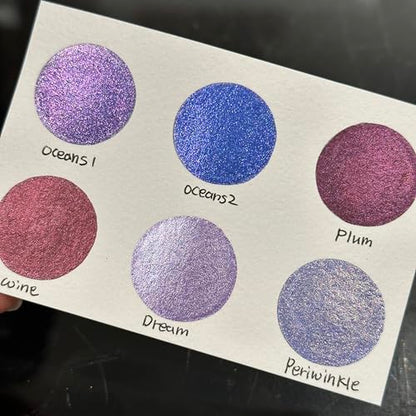 IUILE Handmade Watercolor Paints - Purple Half Pan Set (6 colors) - color: Purple
