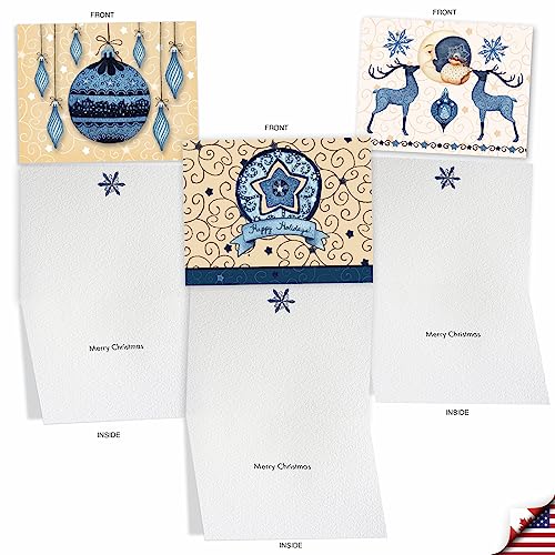 The Best Card Company - 10 Christmas Greeting Cards with Envelopes - Festive, Fun Assorted Holiday Notecards (4 x 5.12 Inch) - Blue Christmas M6700XSG - style: Blue Christmas