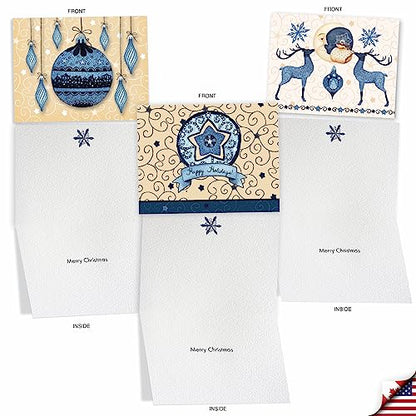 The Best Card Company - 10 Christmas Greeting Cards with Envelopes - Festive, Fun Assorted Holiday Notecards (4 x 5.12 Inch) - Blue Christmas M6700XSG - style: Blue Christmas