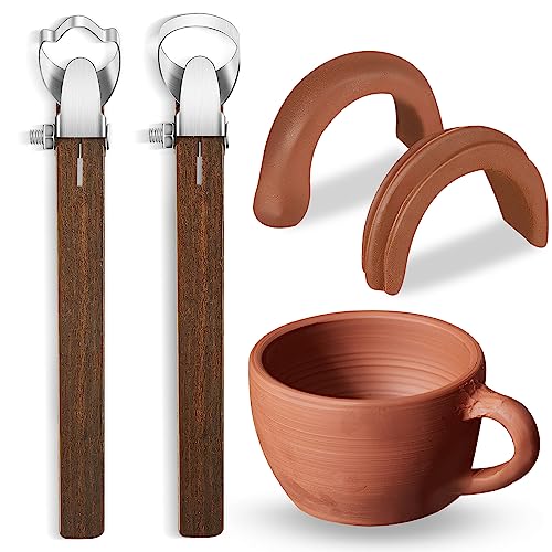 Therwen 2 Pcs Mug Handle Carving Tool, Pottery Handle Making Tool, Clay Extruder Trimming for Ceramic Tea Cup Mug Utensil Vase Clay Cutters Sculpture Craft(Classic Style) - color: Classic Style