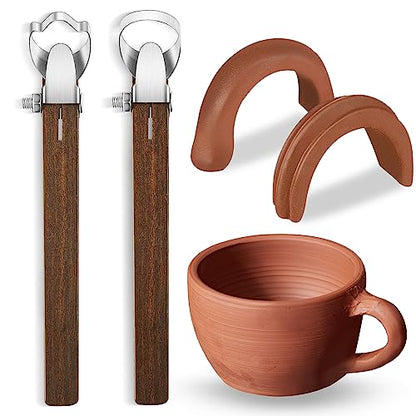 Therwen 2 Pcs Mug Handle Carving Tool, Pottery Handle Making Tool, Clay Extruder Trimming for Ceramic Tea Cup Mug Utensil Vase Clay Cutters Sculpture Craft(Classic Style) - color: Classic Style