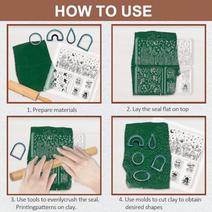 CHGCRAFT Polymer Clay Texture Sheet Mushrooms Silicone Texture Stamp Stars Flowers Clay Texture Mat Modeling Pattern Pad Polymer Clay Tools for Jewelry Earring Making DIY Craft, 5.5x5.5inch - style: Mushroom