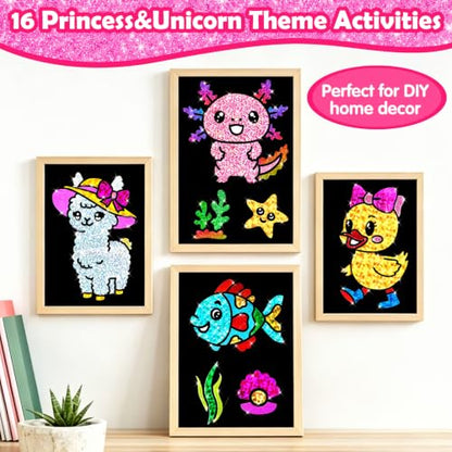 FUNNYB&G Foil Art Craft Kit for Girls 4-10 Years Old: Mess-Free & No-Glue, Create 16 Sparkly Cute Pet Pictures – Perfect Travel Toy & Birthday Gift for Kids（Cute Pet） - style: Cute Pet