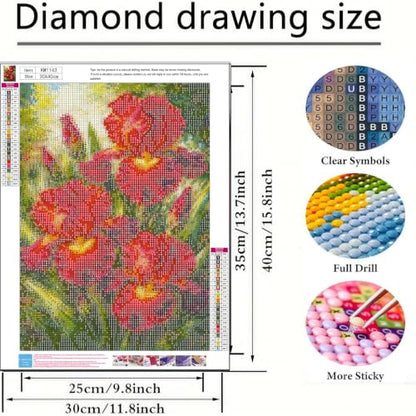 BYGFHLYW 5D Full Round Drill Diamond Painting Kits for Adults, Flower Diamond Art Kit, Diamond Dots Kits Gem Arts DIY Crafts for Home Wall Deco Present, 12x16Inch - color: KM1143-1