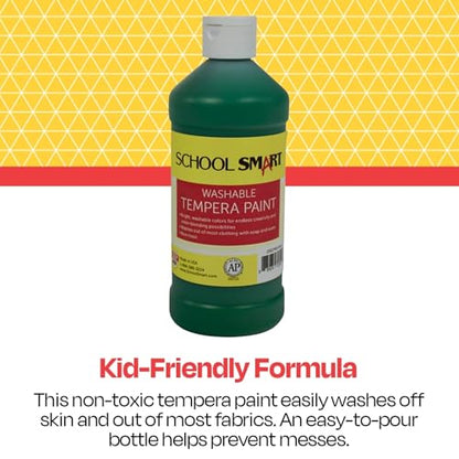 School Smart Washable Tempera Paint, Green, 1 Pint Bottle - color: green