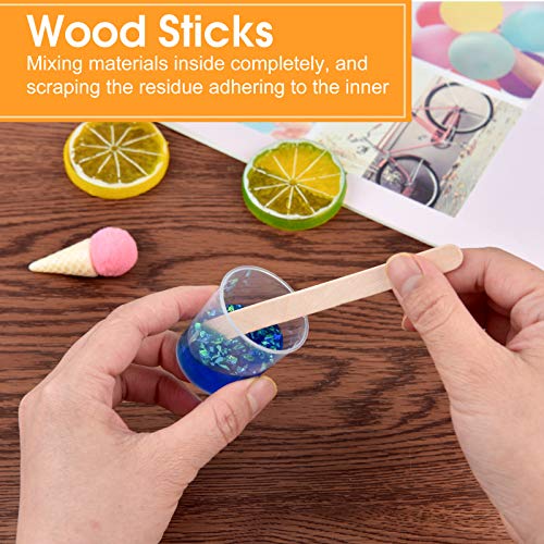 Coopay Plastic Graduated Cups Tools - 100 Pack 30ml/1oz Transparent Scale Measuring Cups,100 Pack Wooden Stirring Sticks and 3ml Transfer Pipettes for Resin, Epoxy, Stain, Mixing Paint - size: 100pcs