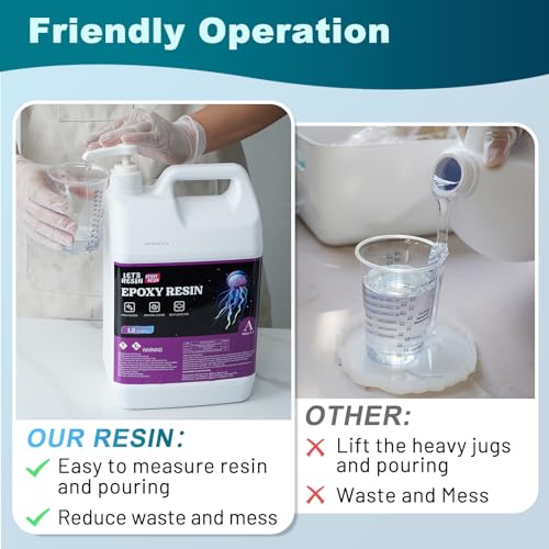 LET'S RESIN EPOXY RESIN 3 Gallon Epoxy Resin with Pumps, Bubble Free & High-Gloss Epoxy Kit, Crystal Clear Resin and Hardener for DIY Art, Molds Casting,Craft - size: 3 gallon