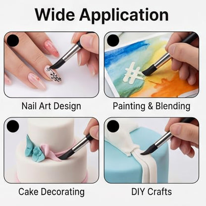 10 Pcs Silicone Brushes for Crafts, Silicone Sculpting Tools Sculpting Brush Flexible Clay Carving Tools for Handicraft Pottery Artwork Shaping Carving DIY- Black