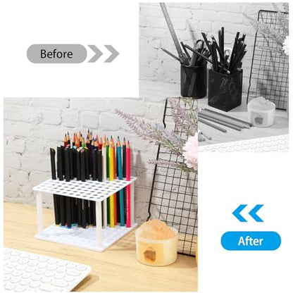 Outus 96 Holes Pencil Brush Holder Acrylic Paintbrush Holders Desk Organizer Stand Holder for Pencil Pen Paint Brushes Modeling Tool Office Art Supplies(White) - color: White