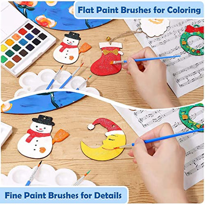 Small Paint Brushes Bulk, Anezus 100 Pcs Flat and Round Pointed Brushes Craft Paint Brushes for Classroom Watercolor Canvas Face Painting - style: Mixed(50Flat+50Fine)