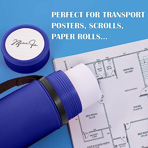 JJRING Blue Poster Tube, 25" to 40" Extendable Poster Storage Holder Tube with Carrying Strap, Poster Carrying Case for Blueprints, Scrolls, Maps and Architect Papers - color: Blue