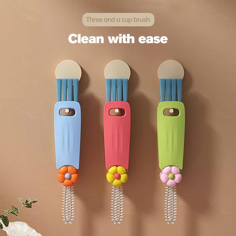 3 in 1 Cup Lid Gap Cleaning Brush, Multifunctional Bottle Brush, Cup Lid Gap Cleaner, Home Kitchen Crevice Cleaning Brush Tools (3PCS) - color: A-3pcs
