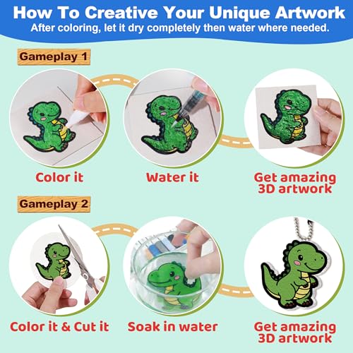 Magic Foam Texture Painting Kit, 3D Drawing Art Set,54pcs Arts and Crafts for Kits 3-10 Ideal Gifts for Boys and Girls,Aqua (Machine&Monster) - color: Machine&Monster