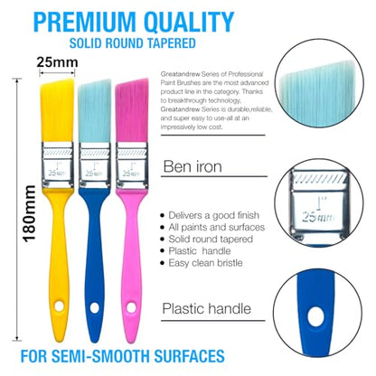 Angle sash Paint Brushes 1 Inch 12 Piece, Trim Paint Brush for Painting Acrylic Oil Crafts DIY, Walls,Touch Up,Trim Painting Supplies，Small Brushes - size: 12 pcs, 1-in, Angled