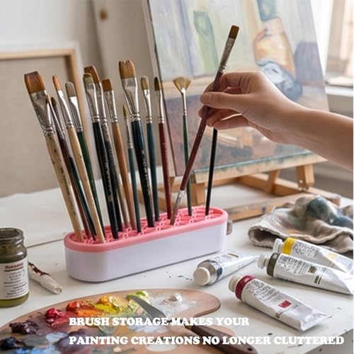 Silicone Makeup Brush Holder & Paint Brush Organizer, Multi-Hole Cosmetic Brush Drying Rack, Versatile Oil Pen Holder and Brush Organizer for Vanity, Desk & Art Supplies