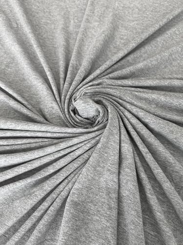 Cotton Jersey Spandex Fabric - Soft - Breathable - All Way Stretch Fabric - Medium Weight - Perfect Choice for Baby Grow, Tshirts, and Cotton Jersey Sheets - 58 Inches Wide - 1 Yard (Heather Gray) - color: Heather Gray