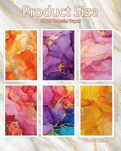Abstract Polymer Clay Transfer Paper - 18 Pcs Fluid Marble Transfer Sheets for Polymer Clay Earrings Jewelry - color: pink marble