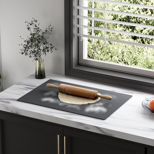 2-Pack Extra Thick Silicone Counter Mats - 24”x16” Large Heat Resistant Kitchen Countertop Protector, Non-Slip Hot Pad Trivet for Air Fryer, Hot Pots & Pans, Coffee Maker(Grey) - color: Gray