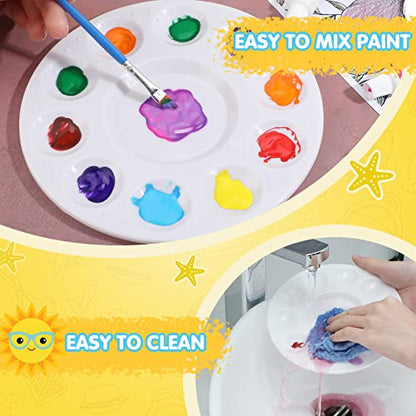 200 Pack Paint Palettes Bulk Plastic Paint Tray Palette 6.7 Inch Round Washable White Palette with 10 Wells 1 Center Reservoir Classroom Art Supplies Teacher School Painting Projects