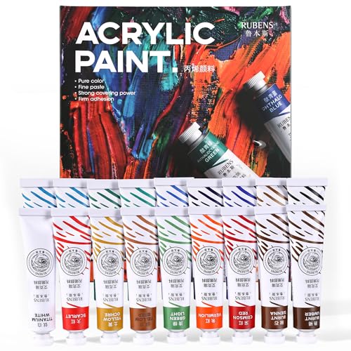 rubens Artist Grade Heavy Body Acrylic Paint, 18 Colors Vivid Acrylic Paint Set (20ml, 0.68 oz Tubes), High Pigment Art Supplies for Canvas, Wood, Rock Crafts, Painting Supplies for Professionals, Beginners - color: 18 Colors