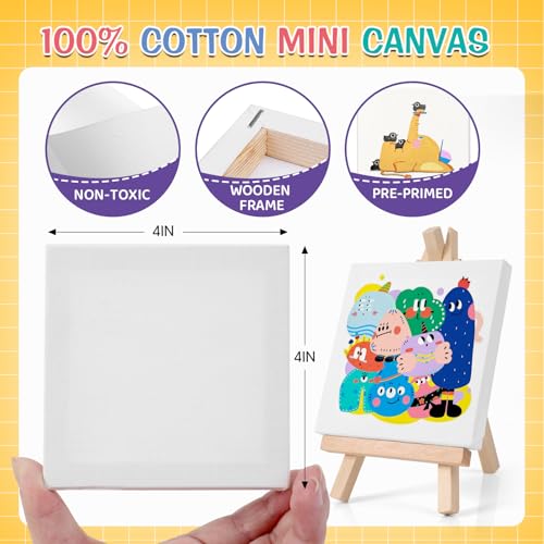 ESRICH 5 Set Mini Acrylic Paint Set,Minis Canvas Painting Kit,St. Patrick's Party Gifts,4 * 4in Canvas with Easel,Acrylic Paints,Brush,Palette,Mini Easel with Canvas for Kids Adults Painting Party - size: 5 set 4 x 4 inches