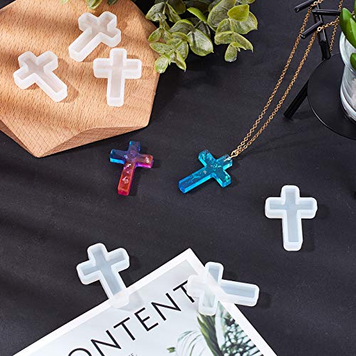 arricraft 10 Pcs Cross Silicone Resin Molds, 1.5"x1" Epoxy Resin Molds Crucifix Casting Mold for Necklace Pendant Jewelry DIY Craft - color: Clear-Cross