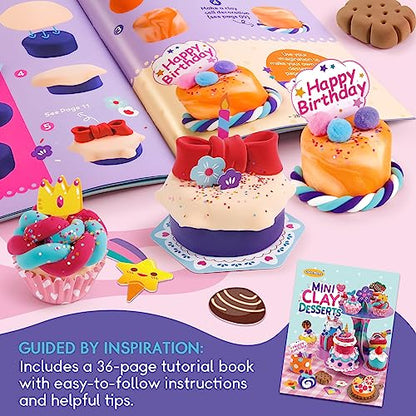 Drama Planet Mini Dessert Clay Kit for Kids, Make & Display Clay Treats | Air Dry Clay, Create & Display Clay Creations, Art Activities, Great Gifts for Girls