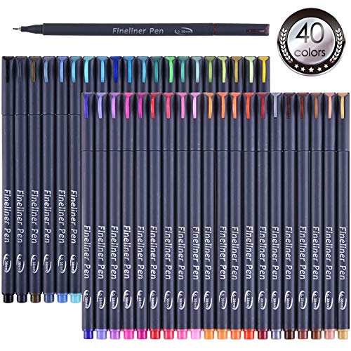 Tebik 45 Pack Planner Colored Pens, 40 Colors Pens with 5 Stencils, Fineliners for Journal Planner Note Calendar Writing Coloring, Drawing, School Office Art Supplies - color: 40 Colors