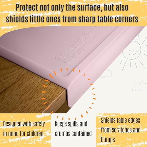Silicone Craft Mat for Painting, PlayDoh and Art Projects with Angle-Protective Safety Edge – Toddlers & Kids Placemat – Non-Slip & BPA-Free Food Mat – 1.5mm Thick, 24"x16", Marshmallow Pink - color: Marshmallow Pink, size: 24"L x 16"W