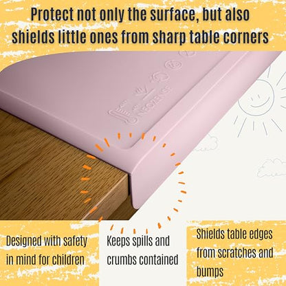 Silicone Craft Mat for Painting, PlayDoh and Art Projects with Angle-Protective Safety Edge – Toddlers & Kids Placemat – Non-Slip & BPA-Free Food Mat – 1.5mm Thick, 24"x16", Marshmallow Pink - color: Marshmallow Pink, size: 24"L x 16"W