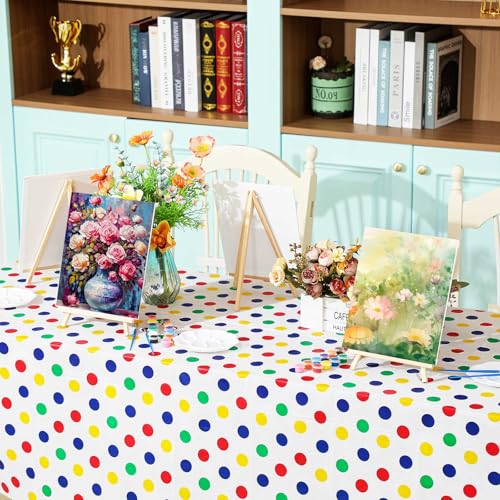Tenceur 86 Pieces Mini Canvas with Easel Set, 8 x 10 Inch Small Canvas Painting Kit for Party, DIY Painting Boards with Large Tablecloth, Easels Paints Aprons Brushes for Party Gifts - size: 8 x 10 in