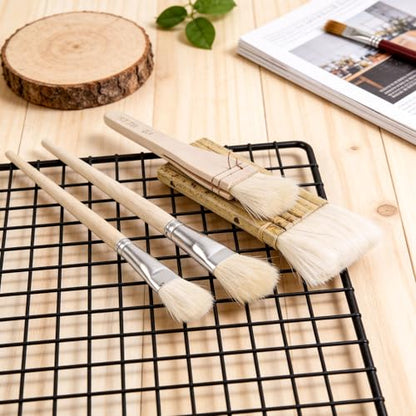 Set of 8 Pottery Glaze Brushes Tools, Wool Soft Bristle for Ceramic Glazing Acrylic Watercolor Oil Painting, Mop, Hake, Sumi, Fan, Fine Brush for Clay Wheel Kiln Blending Art Supplies - color: 8pcs