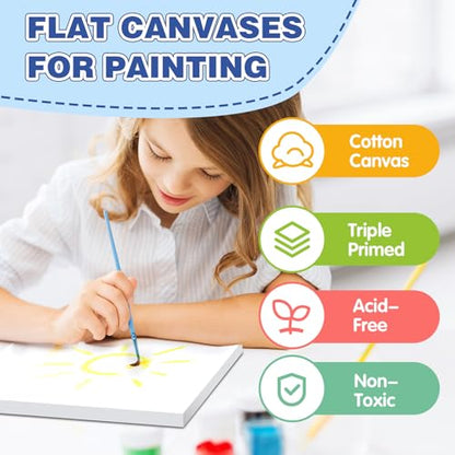 FUMILE Stretched Canvas for Painting, Blank Canvases for Painting Multi 12 Pack 3x5, 5x7, 8x10, 9x12, 11x14, 12x16 (2 of Each), Primed Acid Free Painting Canvas for Beginners & Artists. - size: 3x5,5x7,8x10,9x12,11x14,12x16