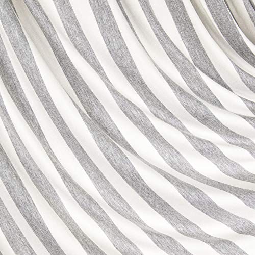 FabricLA Rayon Spandex Jersey Knit Fabric 1" Stripes - 58/60" Inches (150 CM) Wide by The Yard - 4 Way Stretch Fabric - Light to Medium Fabric 220 GSM - (Cream, Grey) - 1 Yard - color: Cream, Grey, size: 1 Yard Pre Cut
