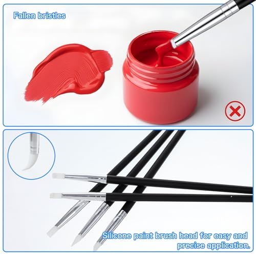 15 Pcs Professional Silicone Rubber Tip Paint Pens Brushes Silicone Paint Brushes for Crafts 5 Shapes Head Rubber Paints Pens Flexible Clay Carving Tools for Handicraft Sculpting Pottery Nail Art