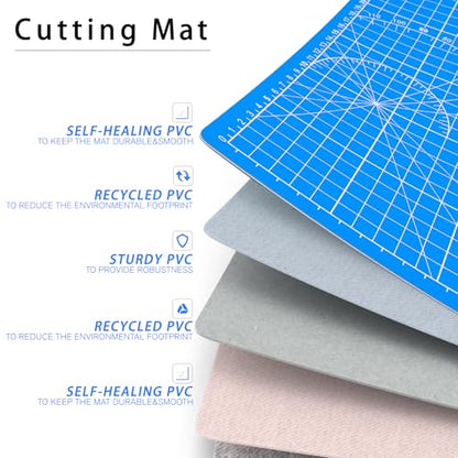 DIYSELF Cutting Mat 8in×6in, Self Healing Cutting Mat, A5 Rotary Cutting Mats for Crafts Sewing Hobby Fabric Project, 5-Ply Craft Cutting Board Double Sided, Craft Mat, Matting & Mounting Materials - color: Blue, size: 8"L x 6"W