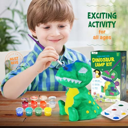LAOESE Paint Your Own Dinosaur Lamp Kit, Art Supplies Kids Paint Set, Arts and Crafts for Kids Ages 8-12, Dinosaur Toys Girls Boys Birthday Gifts for Kids Ages 3 4 5 6 7 8 9 10 11 12+ - style: Dinosaur