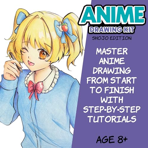 Faber-Castell Anime Drawing Kit: Shojo Edition | Step-by-Step Instruction Book with 20 Practice Pages, Color Pencil Set & Drawing Supplies for Kids, Summer Craft Supplies(1 Book) - style: Shojo Edition