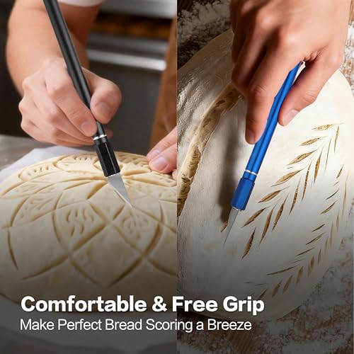 Upgraded Bread Lame 2-Pack, Professional Sourdough Scoring Tool with 20 Stainless Blades, Non-Slip Ergonomic Grip & Storage Case, Bread Scoring Tool for Home Bakers & Artisan Bread Making