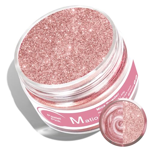 Matio Mica Powder, 1.8oz/ 50g Pastel Pink Pearlescent Effect Mica Powder for Epoxy Resin Natural Color Pigment for Soap Making, Bath Bomb, Candle Dye, Resin Craft, Paint,Nails,Jewelry, Slime Pigment - color: Pastel Pink