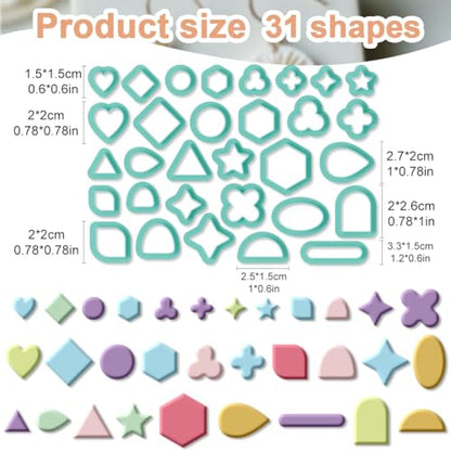 31Pcs Basic Polymer Clay Cutters Geometric Clay Earrings Cutters Polymer Jewelry Cutter for Earrings Making Party Festival DIY Supplies - color: Basic