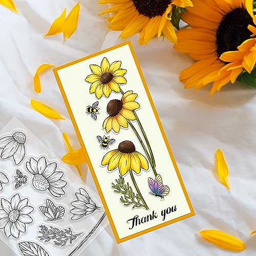 ORIGACH Daisy Flower Stamps and Dies and Layering Coloring Stencil Set, Silicone Stamps Metal Die Cut and Layering Stencil Template with Daisy Pattern for Card Making Scrapbooking DIY Crafting - color: Daisy