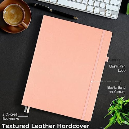 Blank Notebook, Hardcover Sketch Book, 8.5 x 11 Large Blank Journal, No Bleed Thick Paper Sketchbook for Drawing, Unlined Notebook Journal for Women Men School, A4 Leather Sketchbook, Lay Flat, Pink - color: Pink