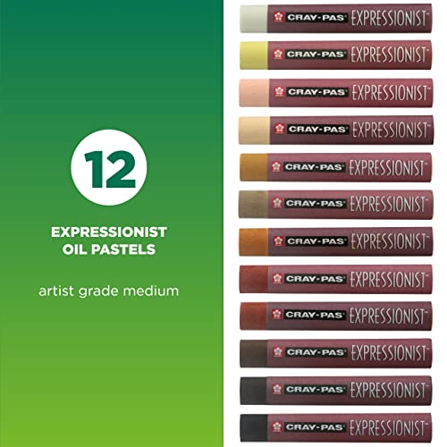 SAKURA Cray-Pas Expressionist Oil Pastel Set - Soft Oil Pastels for Artists - 12 Colors