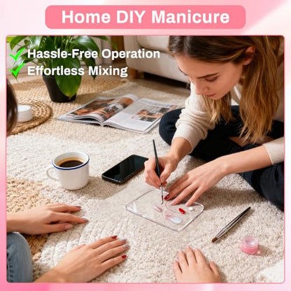 Acrylic Nail Art Palette - Transparent Nail Gel Polish Paint Mixing Pallet Design Plate For Nail Art Foundation Makeup Mixing Tray Display Stand Manicure Tools Supplies Accessories(3.15"×4.72" - size: 1 Count (Pack of 1)