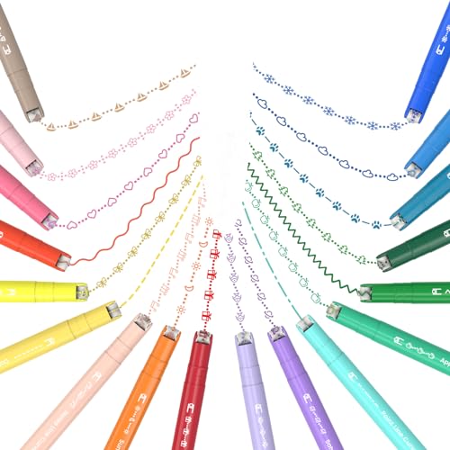 AECHY 18PCS Curve Highlighter Pen Set, Dual Tip Marker Pens with 18 Different Curve Shapes & 18 Colors Mark Lines, Aesthetic Curve Marker Highlighter for Journal Planner School Supplies - color: 18 Colors Fine + Curve Tip