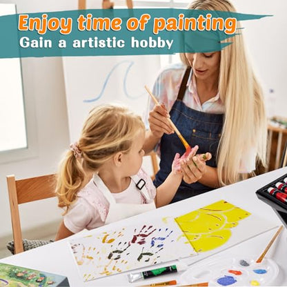 koseibal Acrylic Paint Set for Kids, Art Painting Supplies Kit with 18 Paints, 5 Canvas Panels, 8 Brushes, Table Easel, Etc, Premium Paint Set for Students, Artists and Beginner - color: 18 acrylic paints